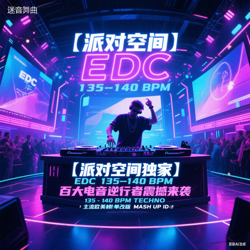 「派对空间独家」EDC 百大电音逆行者震撼来袭 135-140 BPM TECHNO 主流欧美榜单改版MASH UP ID 打造沉浸式舞池核爆现场